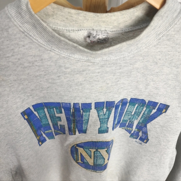 Vintage NYC New York Sweatshirt Pullover Crewneck 90s 1992 Gray Mens M* - Picture 7 of 9